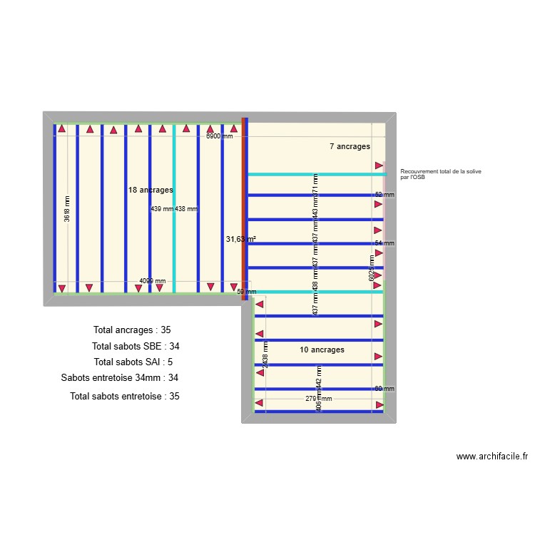 MezzanineLoick-Ancrages. Plan de 1 pièce et 32 m2