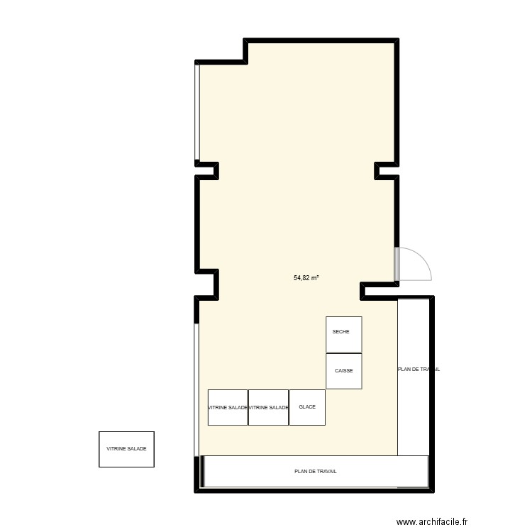 PLAN SALAD BAR . Plan de 1 pièce et 55 m2