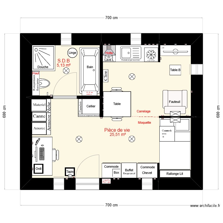 Maison Améliorer Copie 3.1. Plan de 2 pièces et 31 m2