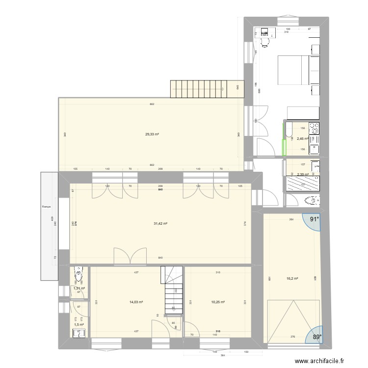 Projet_RDF_RDC_007_esquisse1. Plan de 9 pièces et 109 m2