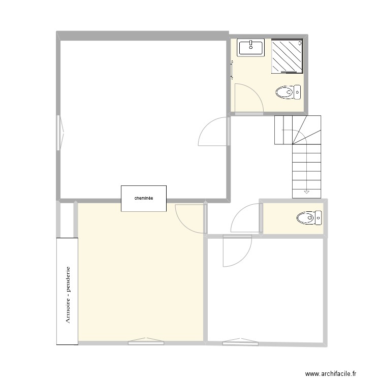 1er actuel. Plan de 3 pièces et 20 m2