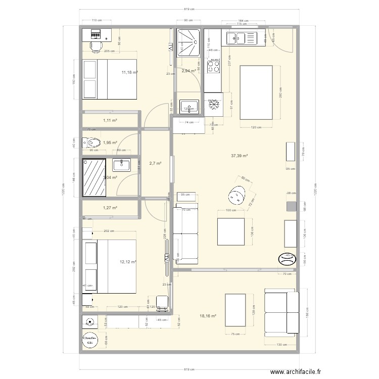 appartement nouville. Plan de 10 pièces et 92 m2