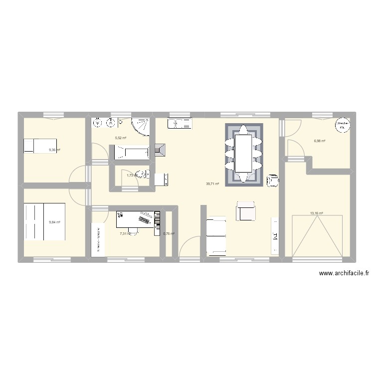 test. Plan de 9 pièces et 94 m2