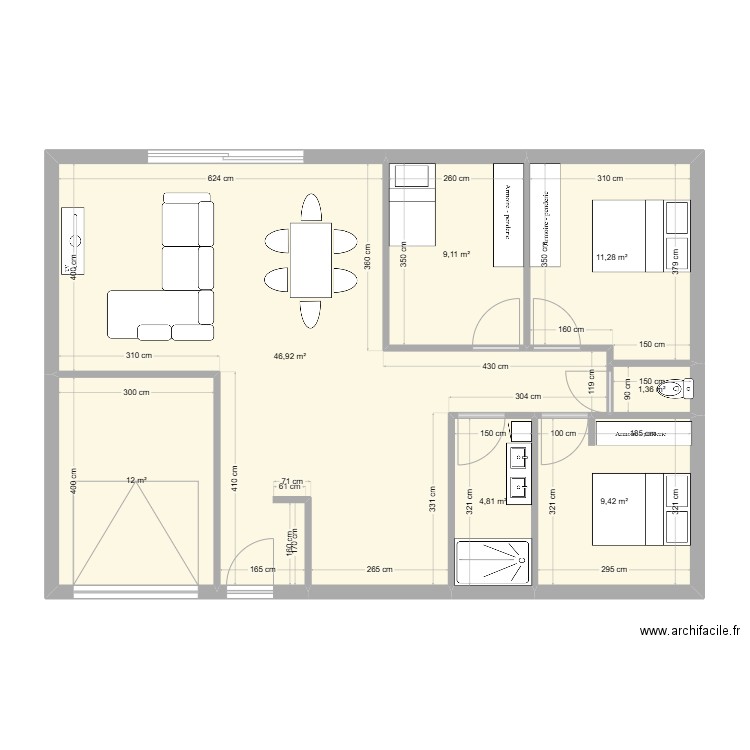 saint hilaire. Plan de 7 pièces et 95 m2