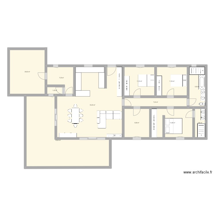 PLAN. Plan de 12 pièces et 195 m2