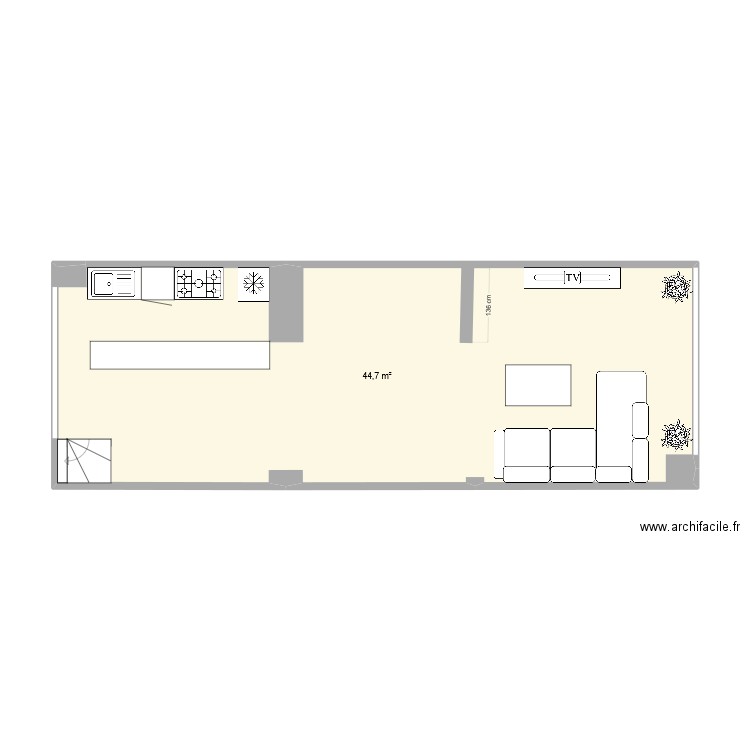 CUISINE ET SALON SOLEIL AVEC COMMENCEMENT D AMENAGEMENT. Plan de 0 pièce et 0 m2