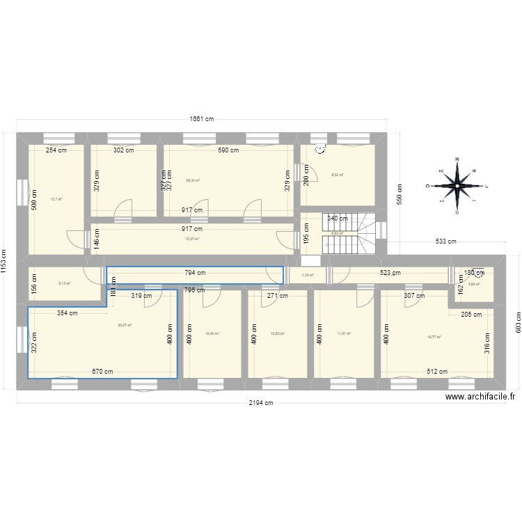 PLAN 1ER ETAGE COLLOREC 1. Plan de 14 pièces et 167 m2