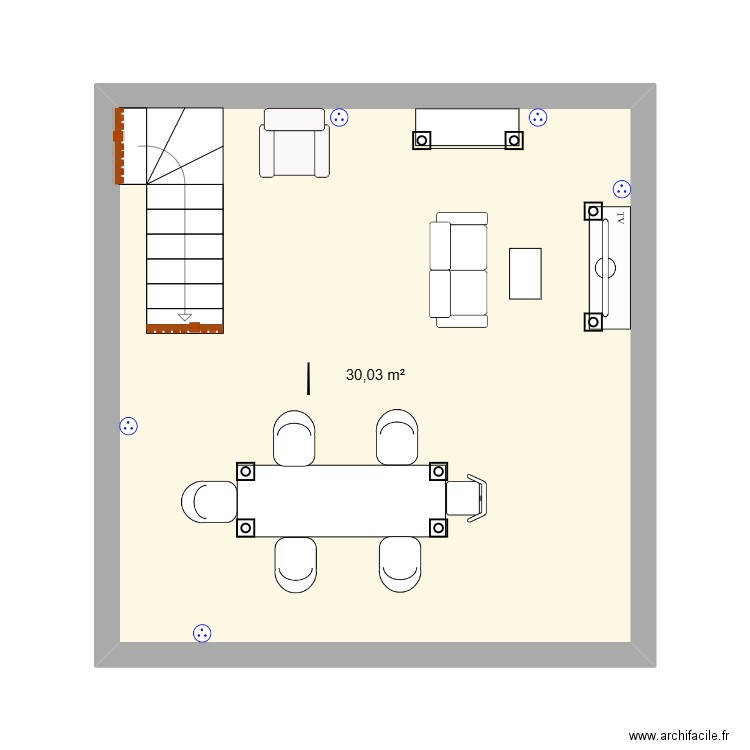 salon MP8. Plan de 1 pièce et 30 m2