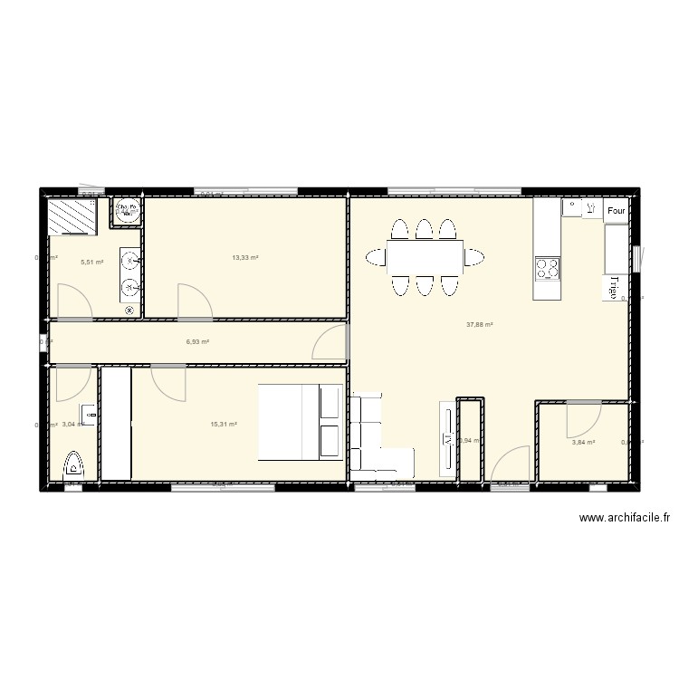 projet maison 902. Plan de 23 pièces et 88 m2