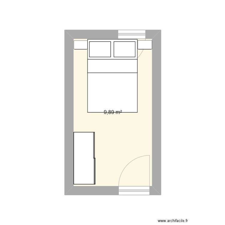 Chambre_Epalinges_2. Plan de 1 pièce et 10 m2