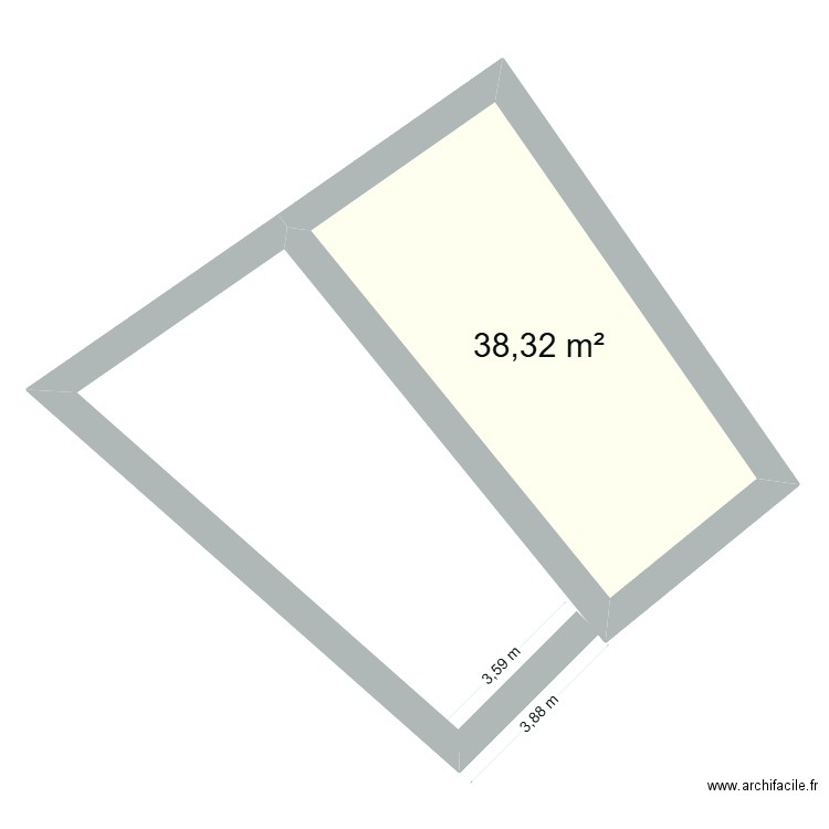 parcelle 77/76. Plan de 1 pièce et 38 m2