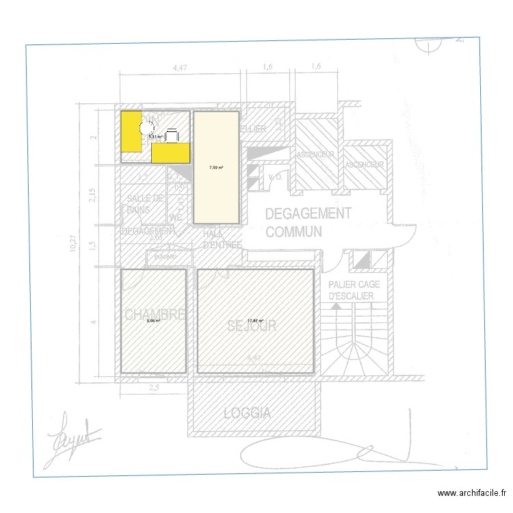 LYON. Plan de 4 pièces et 41 m2