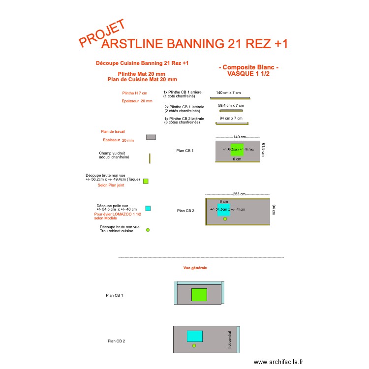 Découpe Cuisine Banning 83 Rez+1. Plan de 0 pièce et 0 m2