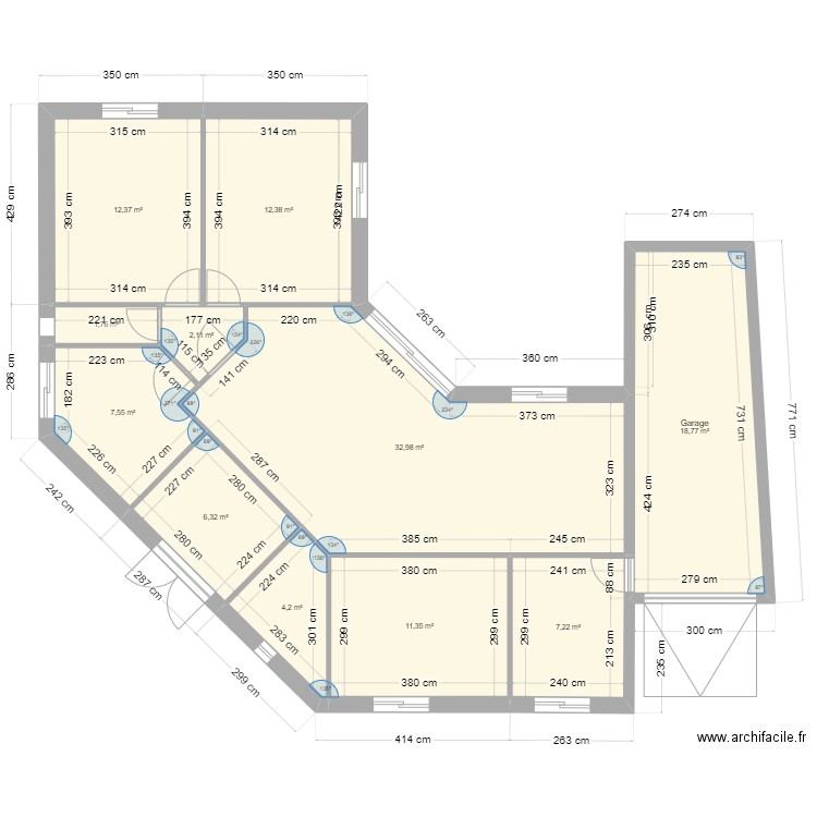 Champlain 1. Plan de 11 pièces et 117 m2