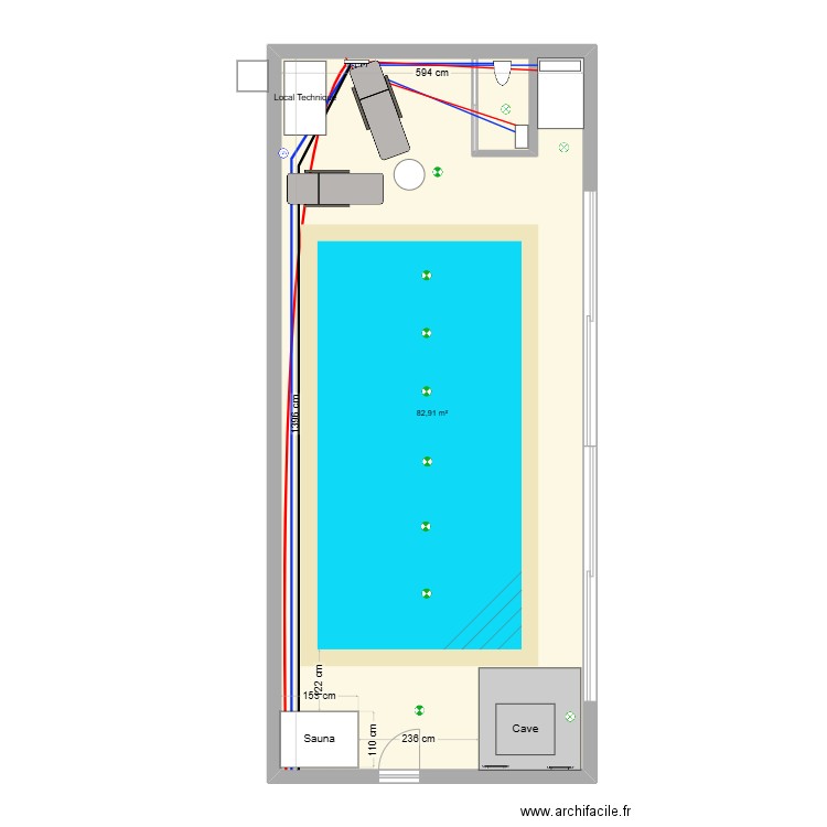 Batiment . Plan de 2 pièces et 80 m2