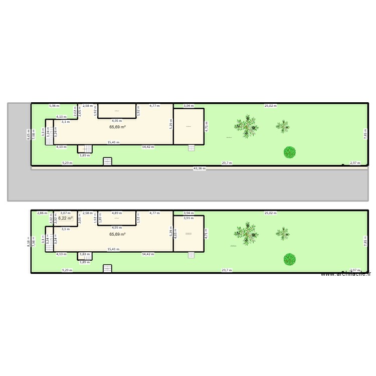 chacha. Plan de 21 pièces et 916 m2