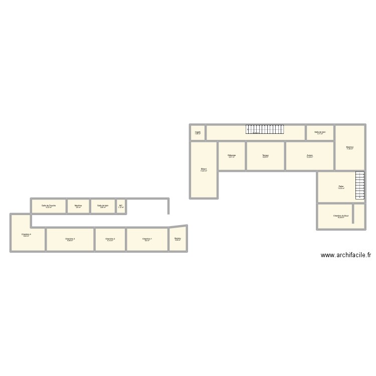 Valou. Plan de 19 pièces et 145 m2