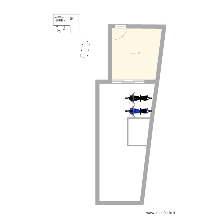 Bureau Aurec. Plan de 1 pièce et 12 m2