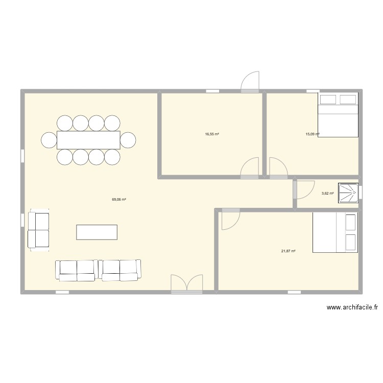 village. Plan de 5 pièces et 126 m2