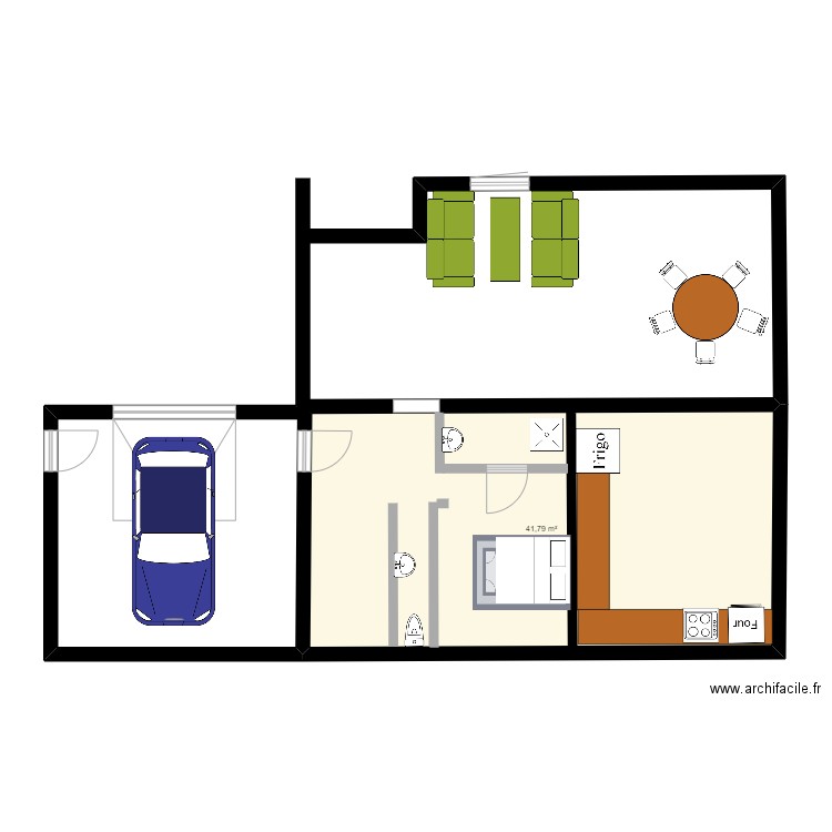 peixoto. Plan de 1 pièce et 42 m2