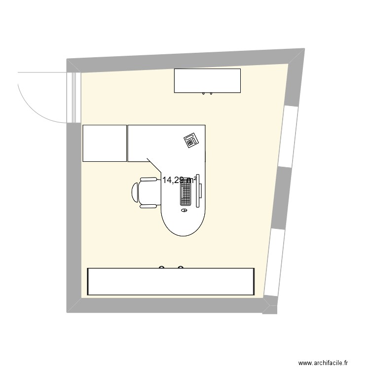 bureau laetitia. Plan de 1 pièce et 14 m2