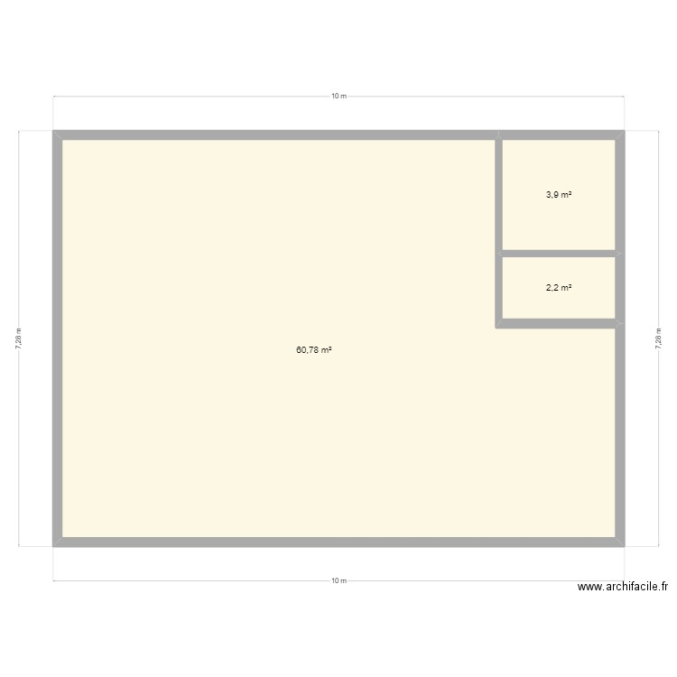 ERBA. Plan de 3 pièces et 67 m2