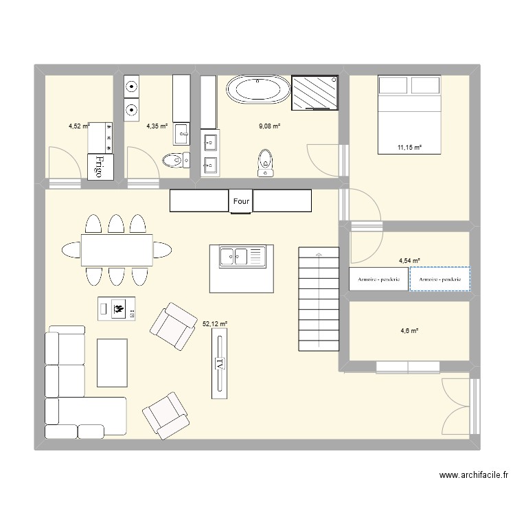 PlanMaisonMP. Plan de 7 pièces et 90 m2