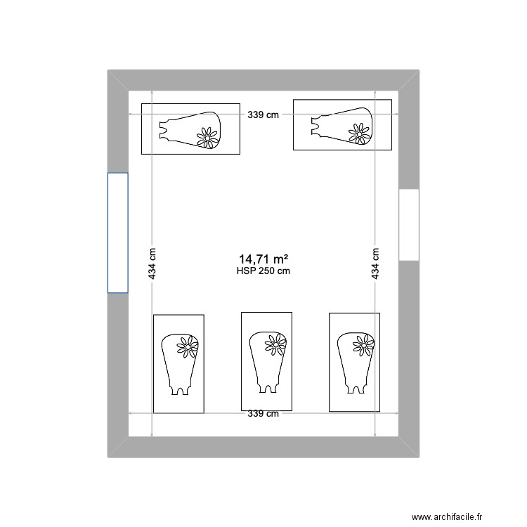 chambre bébés ok. Plan de 1 pièce et 15 m2