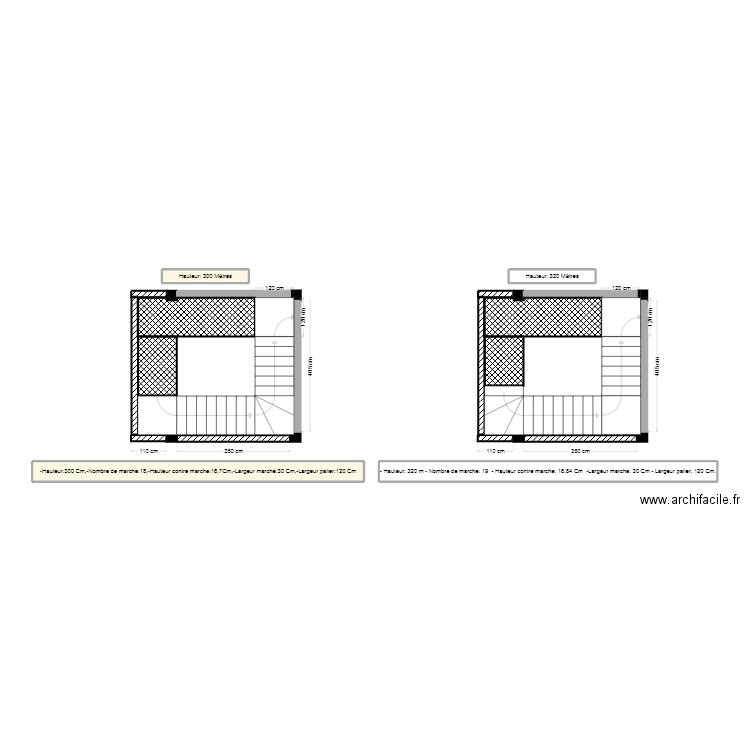 escalier terrasse. Plan de 4 pièces et 15 m2