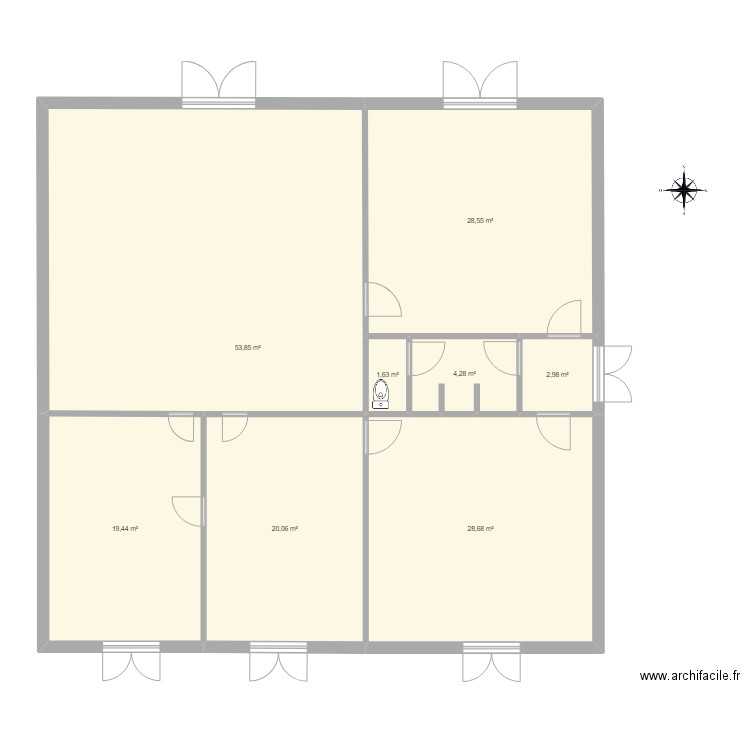 Pavillon 18 existant. Plan de 8 pièces et 159 m2