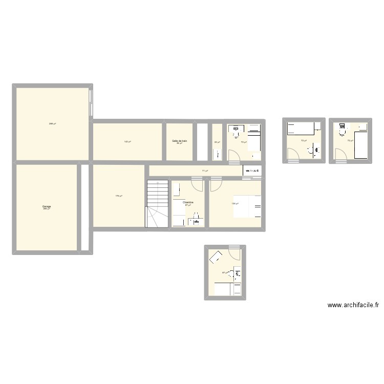 1er etage monaco. Plan de 13 pièces et 146 m2