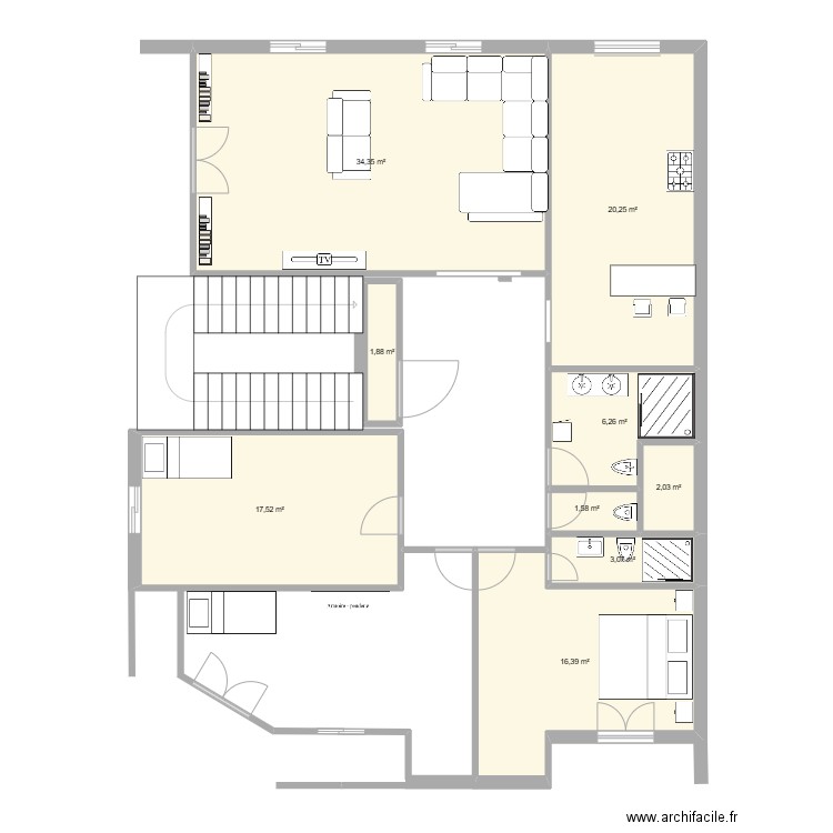 plan appartement V01. Plan de 9 pièces et 103 m2