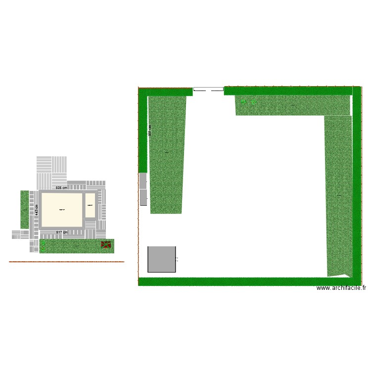 carport. Plan de 2 pièces et 22 m2