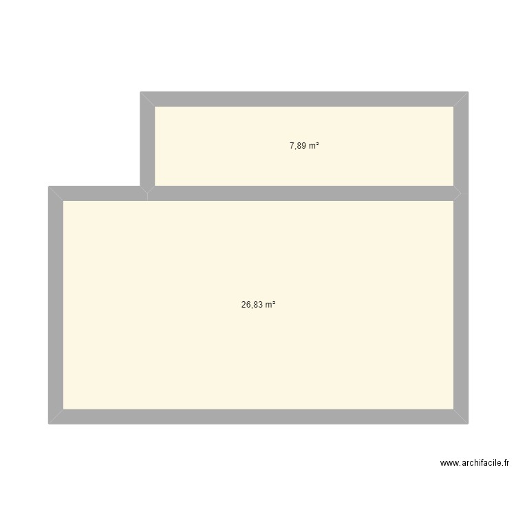 bureau. Plan de 2 pièces et 35 m2