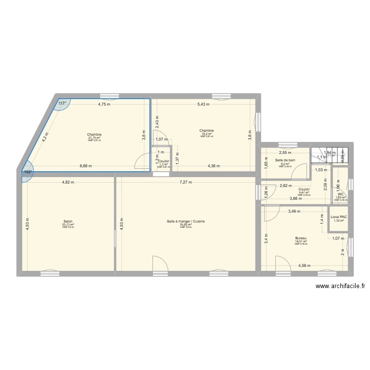 ADDE/SAPOR RDC. Plan de 11 pièces et 130 m2