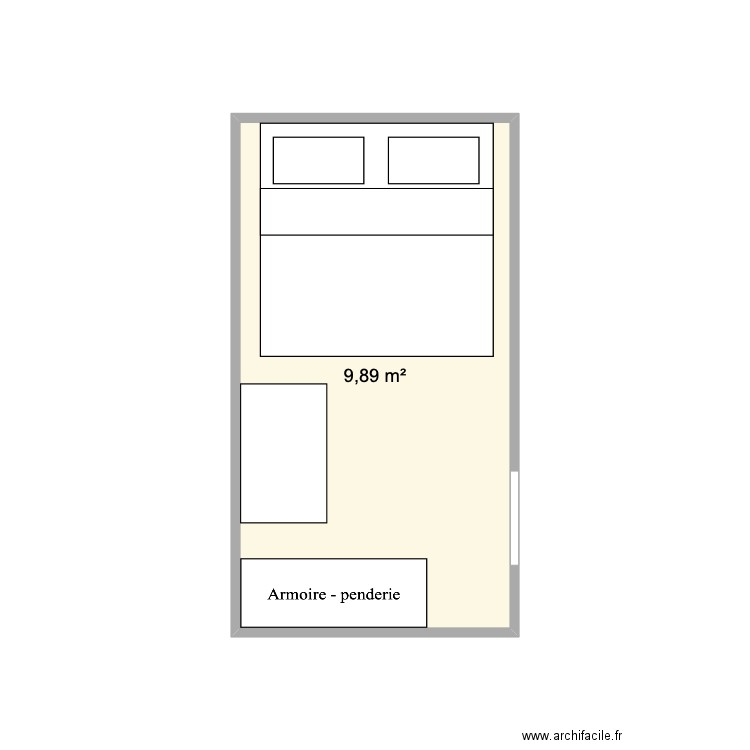 chambre bureau / salon . Plan de 1 pièce et 10 m2