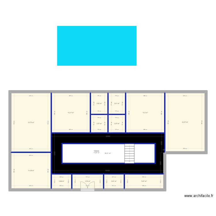 ROUTEAU RDC. Plan de 15 pièces et 186 m2