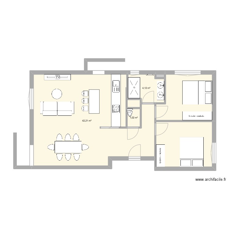 forbin apres. Plan de 6 pièces et 69 m2