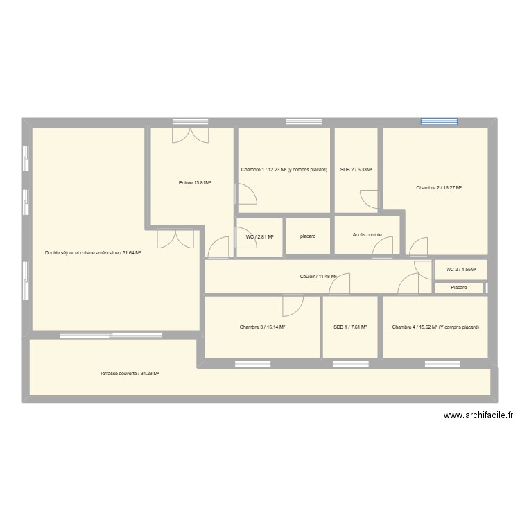 Villa Bastel. Plan de 15 pièces et 171 m2