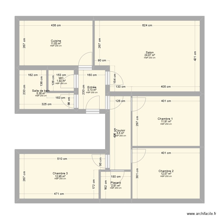 plan LIESENFELT. Plan de 10 pièces et 93 m2