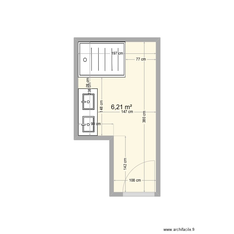 VEZIAN. Plan de 1 pièce et 6 m2