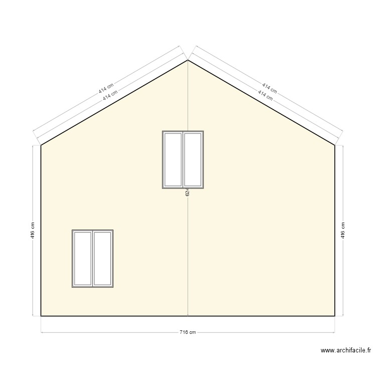 Plan façade exposé Sud-Est. Plan de 0 pièce et 0 m2