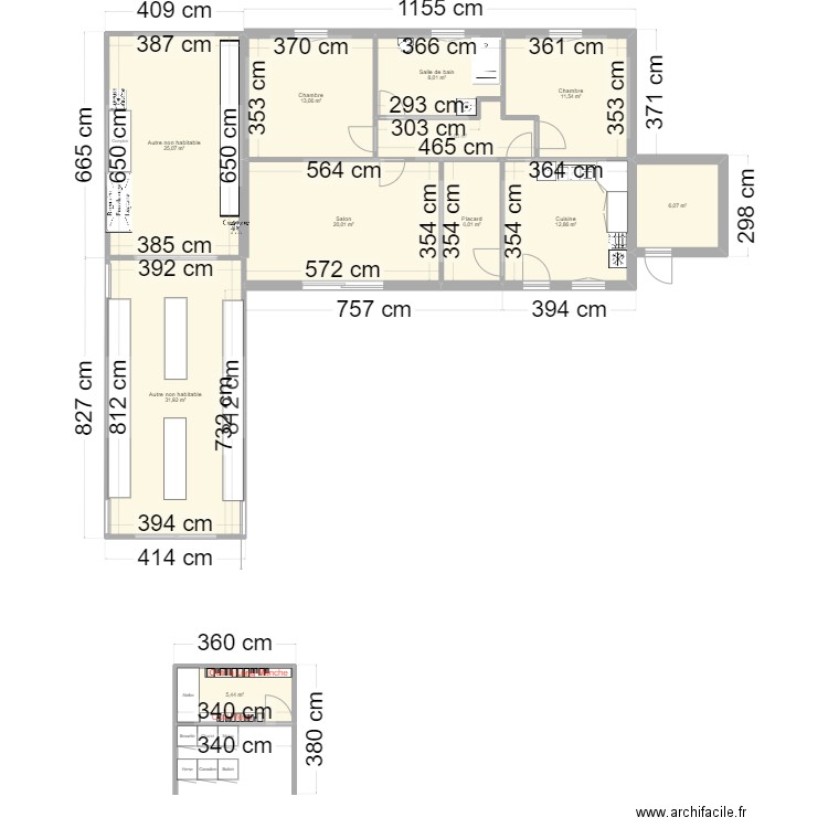 Pepiniere. Plan de 11 pièces et 146 m2