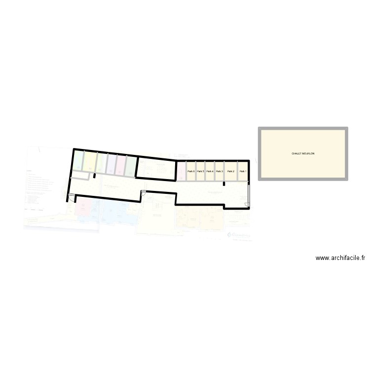 Parking Rosael. Plan de 7 pièces et 10 m2