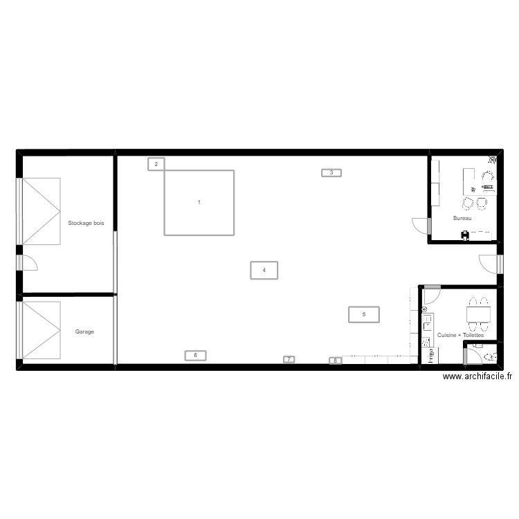 atelier. Plan de 14 pièces et 286 m2