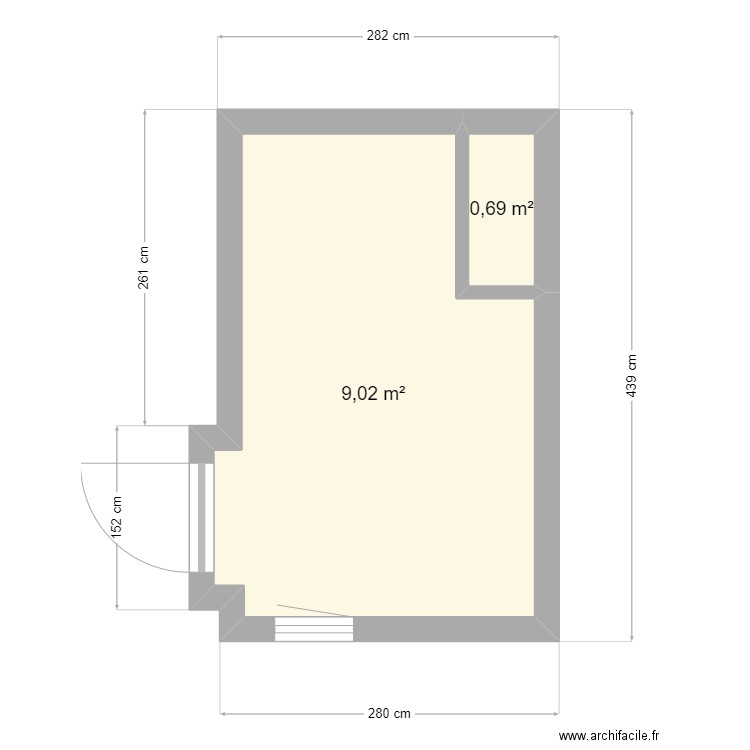 Local 3D Sauvegarde CMF VDS. Plan de 2 pièces et 10 m2