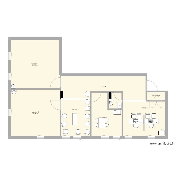 plan wc 1er poteau. Plan de 6 pièces et 118 m2