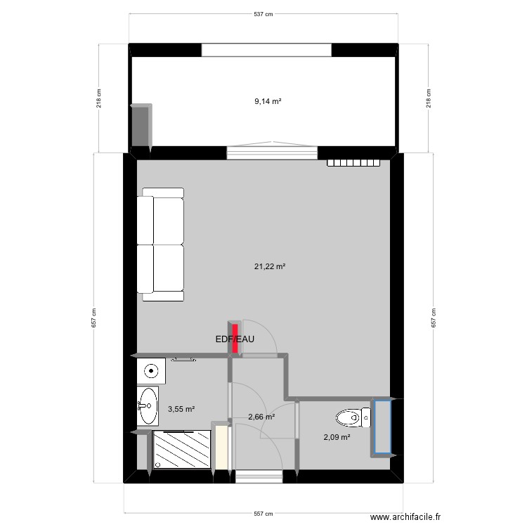 Appartement de Lou - projet. Plan de 10 pièces et 40 m2