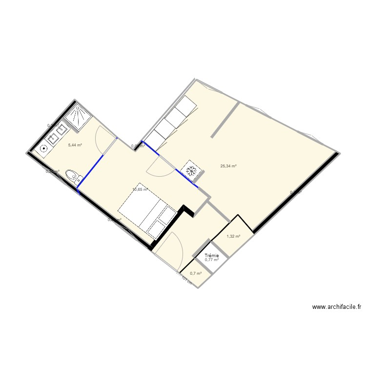 Appt 3 cote test amenag 4. Plan de 11 pièces et 46 m2