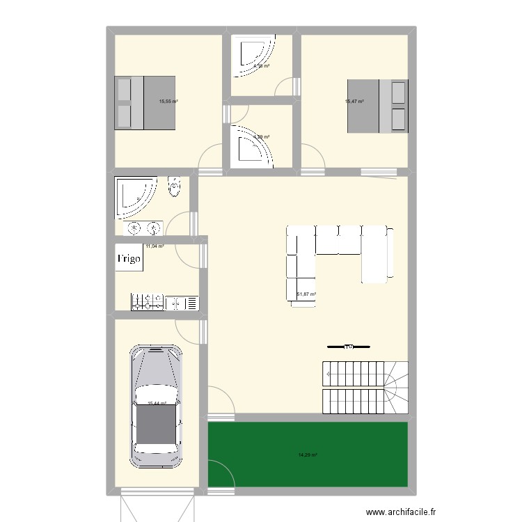 Maison 1. Plan de 8 pièces et 132 m2